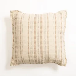 Pillows-Kirkland's Home Oatmeal Striped Woven Pillow Tan