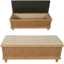 Benches & Ottomans-Kirkland's Home Oatmeal Tweed Tufted Storage Bench Tan