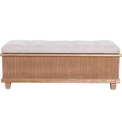 Benches & Ottomans-Kirkland's Home Oatmeal Tweed Tufted Storage Bench Tan