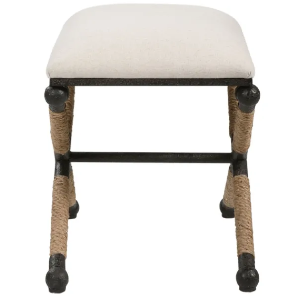 Benches & Ottomans-Kirkland's Home Oatmeal Upholstered Wrapped Rope Frame Bench Ivory