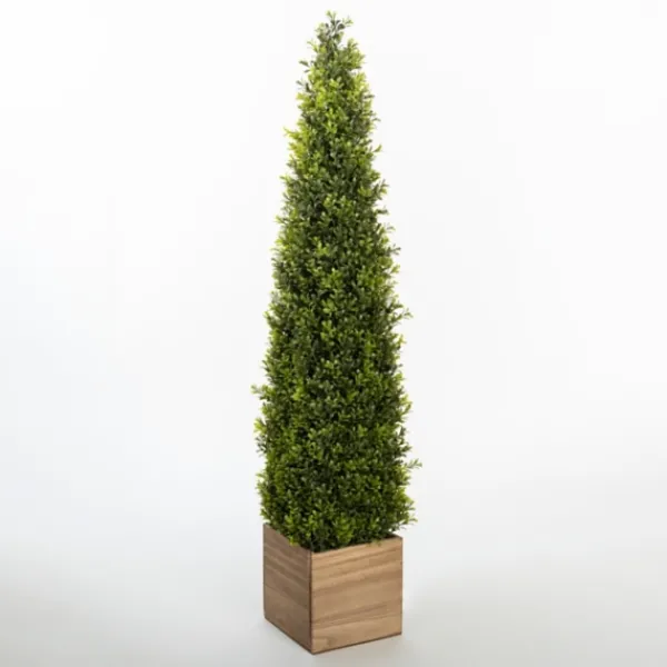 Trees & Topiaries-Kirkland's Home Obelisk Boxwood Topiary In Wood Box, 48 In.