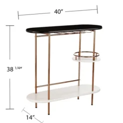Kitchen Islands & Bar Carts-Kirkland's Home Oblong Gold Metal Frame Bar Cart
