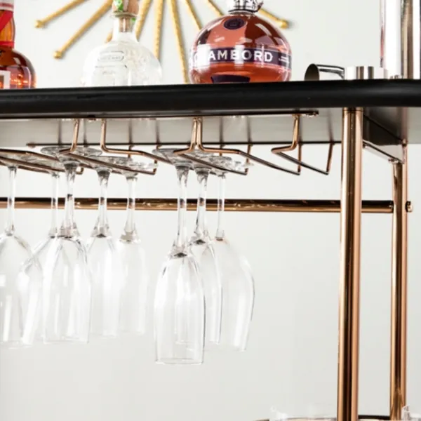 Kitchen Islands & Bar Carts-Kirkland's Home Oblong Gold Metal Frame Bar Cart