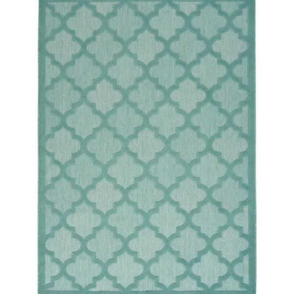 Outdoor Rugs-Kirkland's Home Ocean Aqua Trellis Outdoor Area Rug, 4X6 Blue