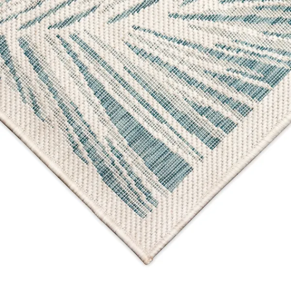 Outdoor Rugs-Kirkland's Home Ocean Blue Palm Leaves Outdoor Area Rug, 6X9 Blue/White