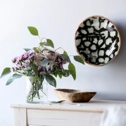 Wall Plaques-Kirkland's Home Off White And Black Hanging Bowl Wall Plaque Black/White