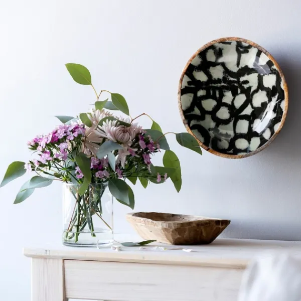 Wall Plaques-Kirkland's Home Off White And Black Hanging Bowl Wall Plaque Black/White