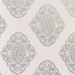 Curtains & Drapes-Kirkland's Home Off White Metallic Curtain Panel Set, 96 In. Silver/White