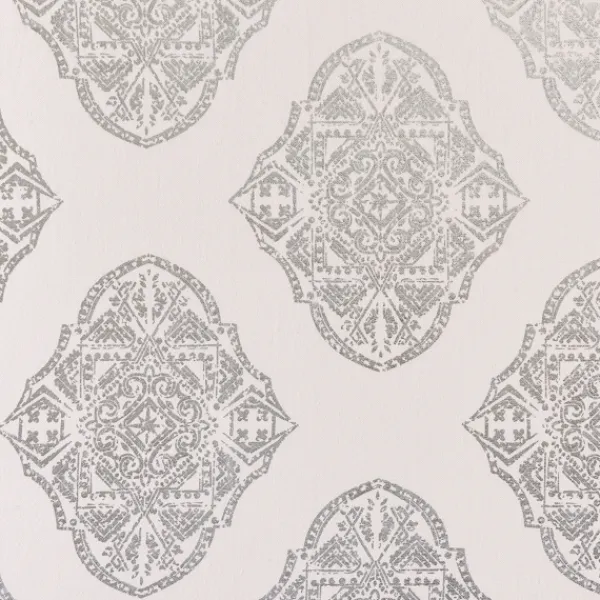 Curtains & Drapes-Kirkland's Home Off White Metallic Curtain Panel Set, 96 In. Silver/White