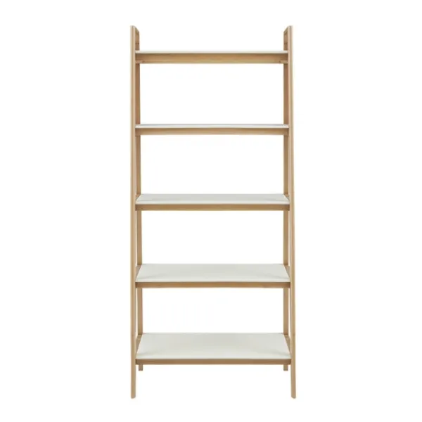 Bookshelves-Kirkland's Home Off White Wood Shelves With Natural Frame Bookcase