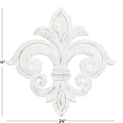 Wall Plaques-Kirkland's Home Off-White Distressed Fleur De Lis Wall Decoration Ivory