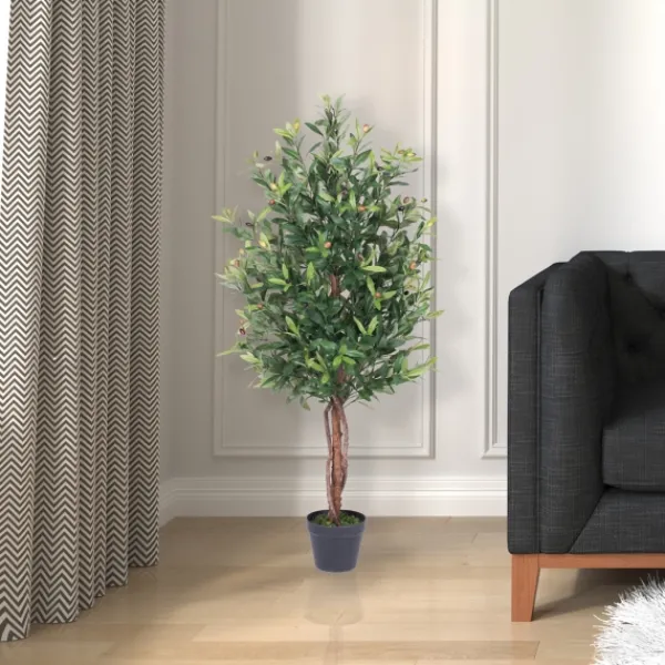 Trees & Topiaries-Kirkland's Home Olive Tree In Black Planter, 50 In.