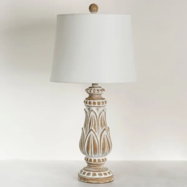 Table Lamps-Kirkland's Home Olivia Wash Carved Table Lamp White