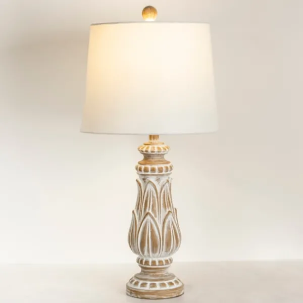 Table Lamps-Kirkland's Home Olivia Wash Carved Table Lamp White