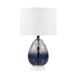 Table Lamps-Kirkland's Home Ombre Blue Glass Teardrop Table Lamp White