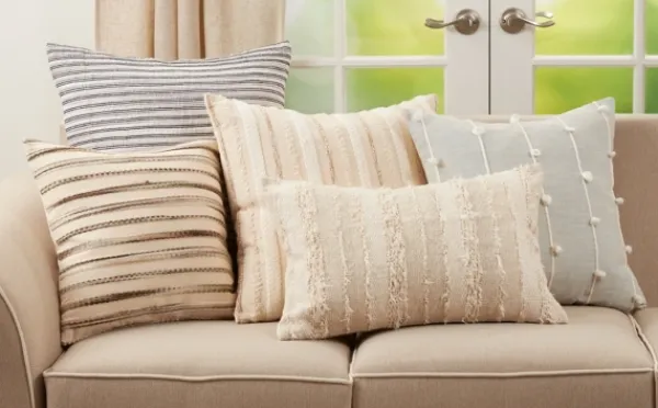 Pillows-Kirkland's Home Onyx Corded Line Stripe Lumbar Throw Pillow Black/Gray/White