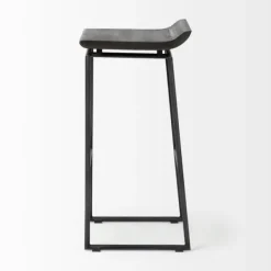 Bar Stools & Counter Height Stools-Kirkland's Home Onyx Modern Metal Curve Seat Bar Stool Black