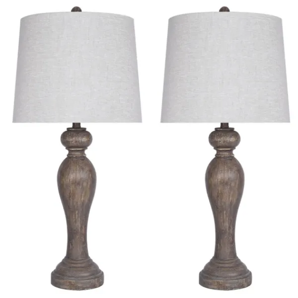Table Lamps-Kirkland's Home Opal Rustic Wood Table Lamps, Set Of 2 Gray