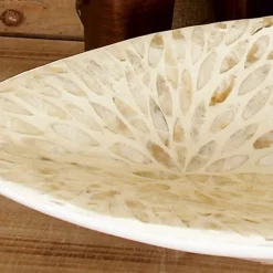 Decorative Bowls & Jars-Kirkland's Home Opalescent Mussel Shell Inlay Bowl White/Ivory