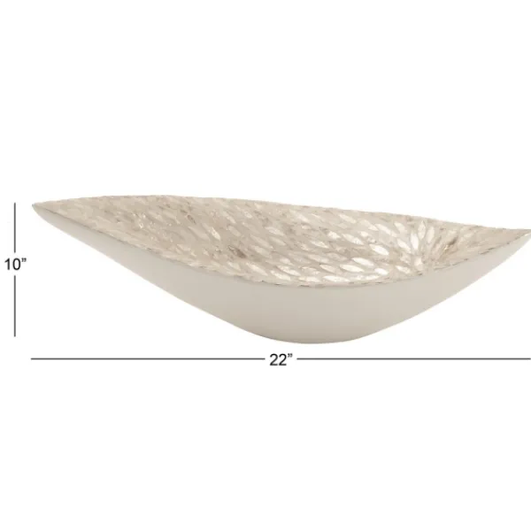 Decorative Bowls & Jars-Kirkland's Home Opalescent Mussel Shell Inlay Bowl White/Ivory