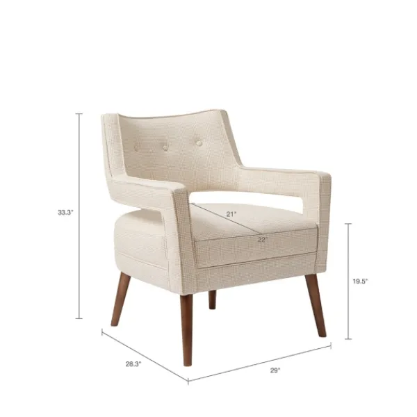 Accent Chairs-Kirkland's Home Open Back Mid-Century Modern Nicoli Armchair Ivory