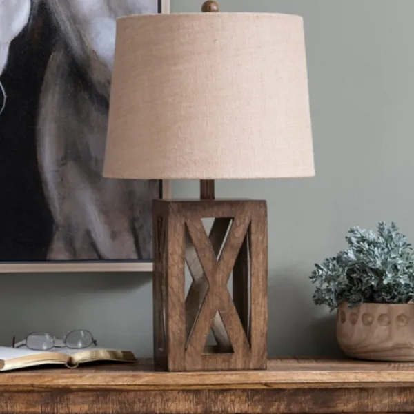 Table Lamps-Kirkland's Home Open Block Table Lamp Tan