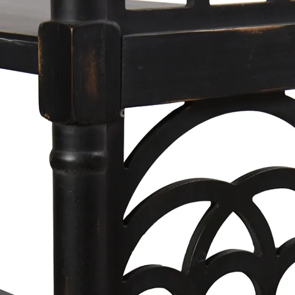 Entryway Furniture-Kirkland's Home Open Shelf Cathedral Ends Console Table Black