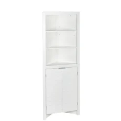 Cabinets & Sideboards-Kirkland's Home Open Shelf Corner Cabinet White