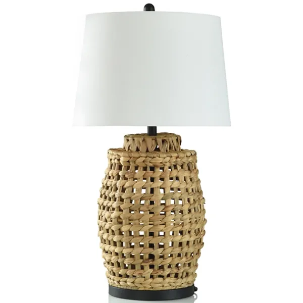 Table Lamps-Kirkland's Home Open Weave Water Hyacinth Table Lamp White