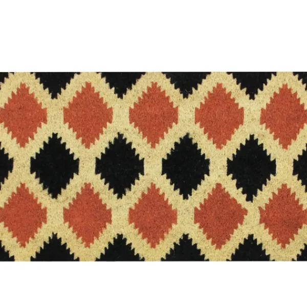 Doormats-Kirkland's Home Orange And Black Western Diamond Doormat Black/Orange/Ivory