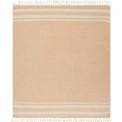 Blankets & Throws-Kirkland's Home Orange And White Stripes Cotton Throw Orange/White