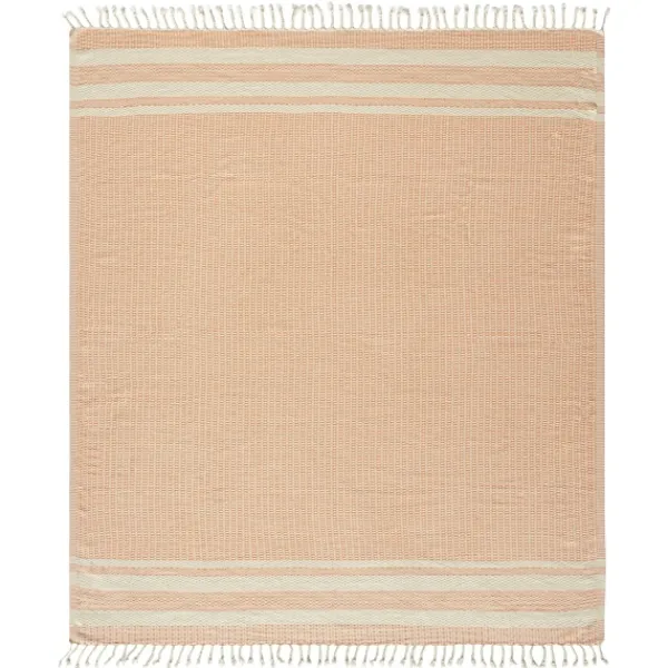 Blankets & Throws-Kirkland's Home Orange And White Stripes Cotton Throw Orange/White