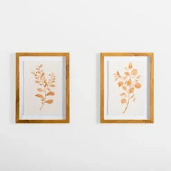Framed Art-Kirkland's Home Orange Leaves Ii Deckled Framed Art Print Orange/White