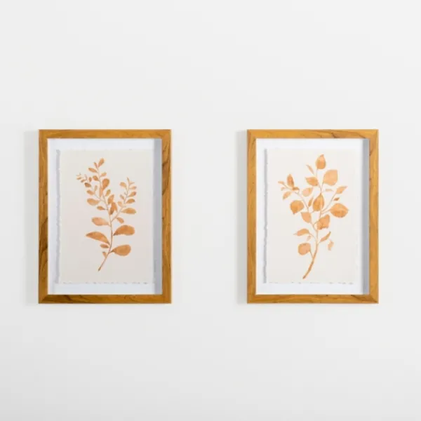 Framed Art-Kirkland's Home Orange Leaves Ii Deckled Framed Art Print Orange/White