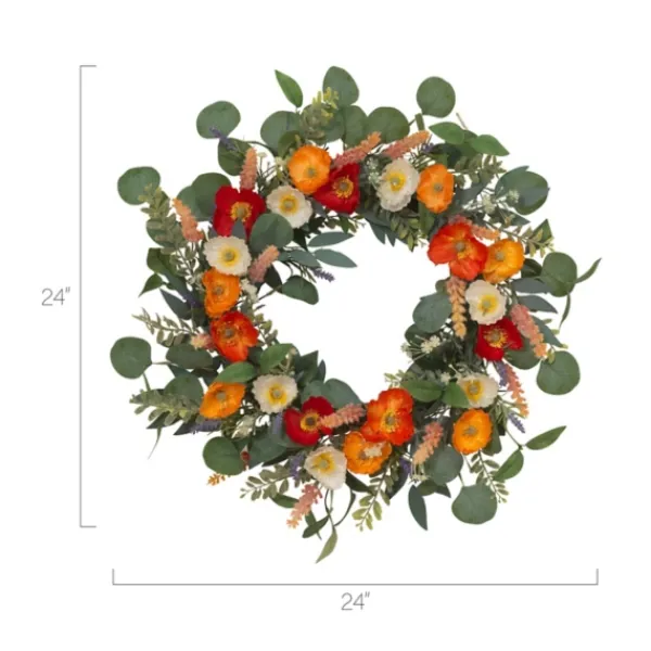 Wreaths-Kirkland's Home Orange Mixed Spring Floral Wreath Multi