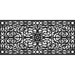 Doormats-Kirkland's Home Ornate Art Deco Rubber Doormat, 48X22 In. Black