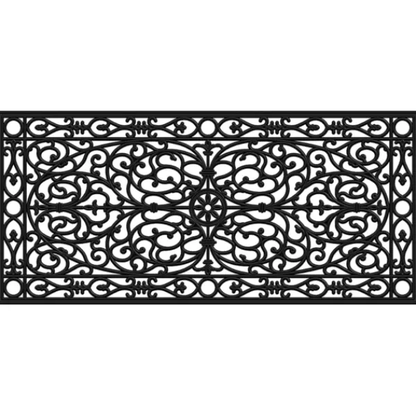 Doormats-Kirkland's Home Ornate Art Deco Rubber Doormat, 48X22 In. Black