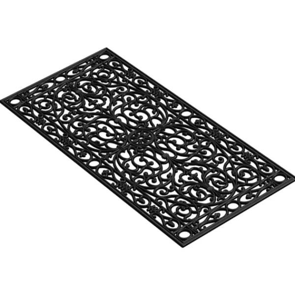 Doormats-Kirkland's Home Ornate Art Deco Rubber Doormat, 48X22 In. Black
