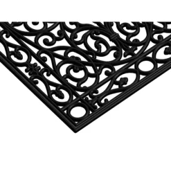 Doormats-Kirkland's Home Ornate Art Deco Rubber Doormat, 48X22 In. Black