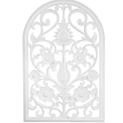 Wall Plaques-Kirkland's Home Ornate Floral Wooden Arch Wall Plaque White