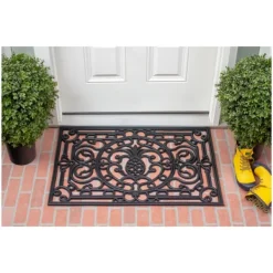 Doormats-Kirkland's Home Ornate Penelope Durable Rubber Doormat, 36X24 In. Black