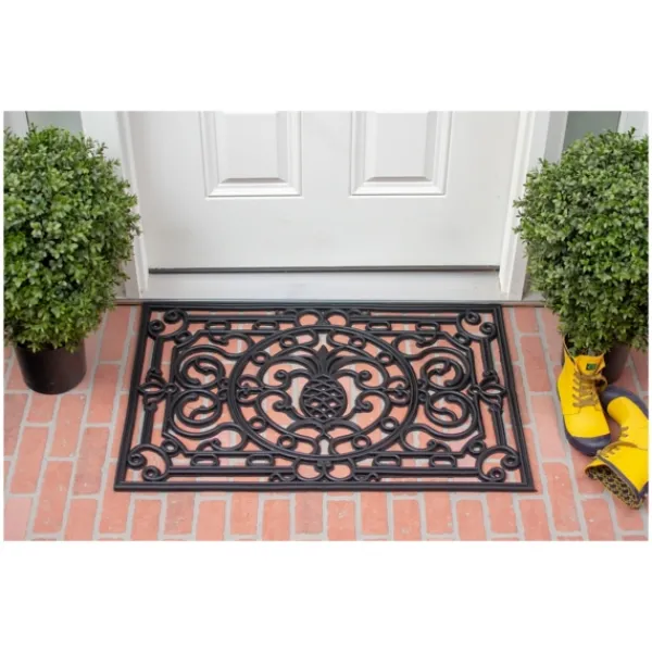 Doormats-Kirkland's Home Ornate Penelope Durable Rubber Doormat, 36X24 In. Black