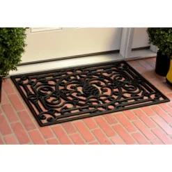 Doormats-Kirkland's Home Ornate Penelope Durable Rubber Doormat, 30X18 In. Black