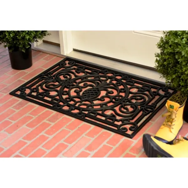 Doormats-Kirkland's Home Ornate Penelope Durable Rubber Doormat, 30X18 In. Black