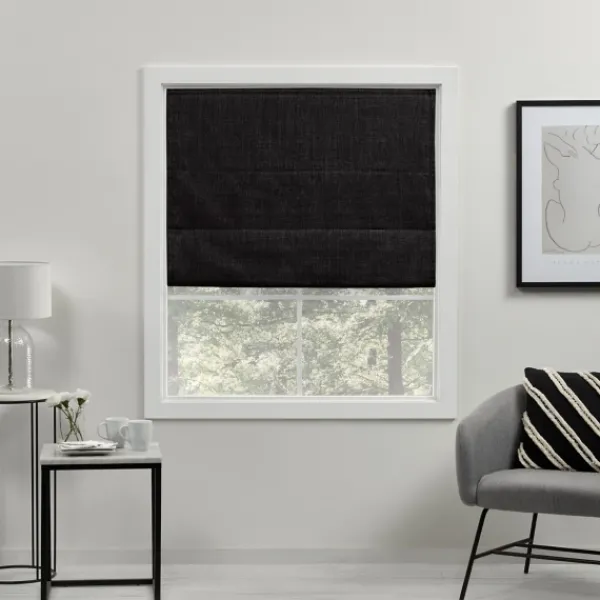 Curtains & Drapes-Kirkland's Home Out Roman Shade, 27 In. Black