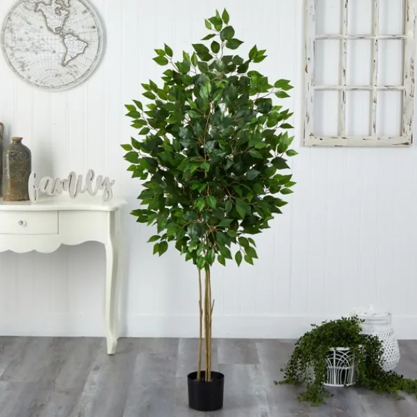 Trees & Topiaries-Kirkland's Home Outdoor Bright Green Ficus Tree, 64 In.