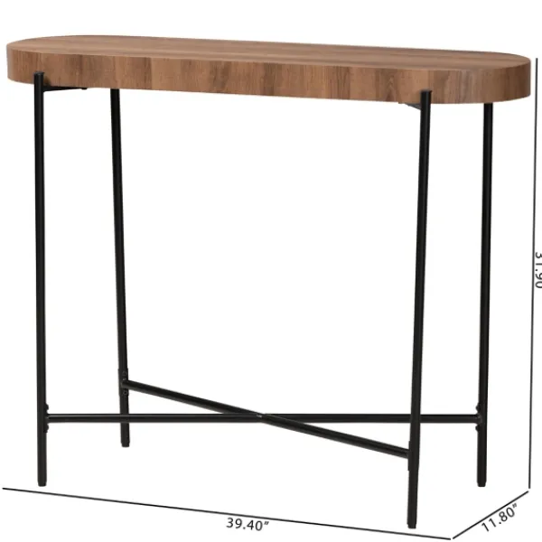 Console Tables-Kirkland's Home Oval Light Wood X Base Console Table Brown