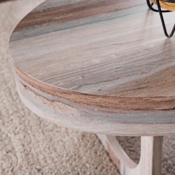 Coffee Tables-Kirkland's Home Oval Marbled Wood Coffee Table Brown