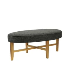 Benches & Ottomans-Kirkland's Home Oval Upholstered Welt Edge Ottoman Gray