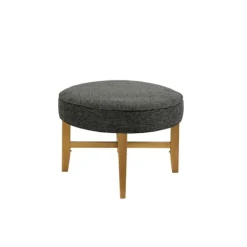 Benches & Ottomans-Kirkland's Home Oval Upholstered Welt Edge Ottoman Gray